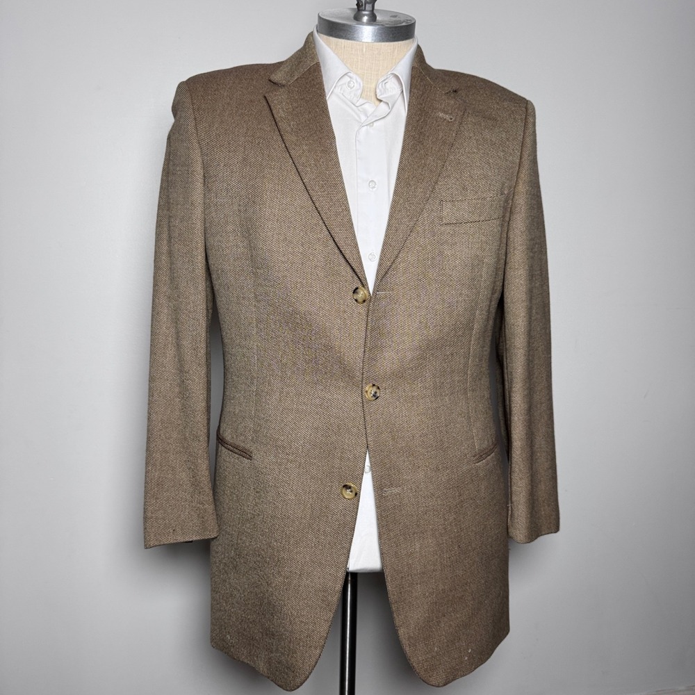 Hugo‎ Boss Blazer Mens 44L Brown Wool Cashmere Einstein US 3-Button Sport Coat